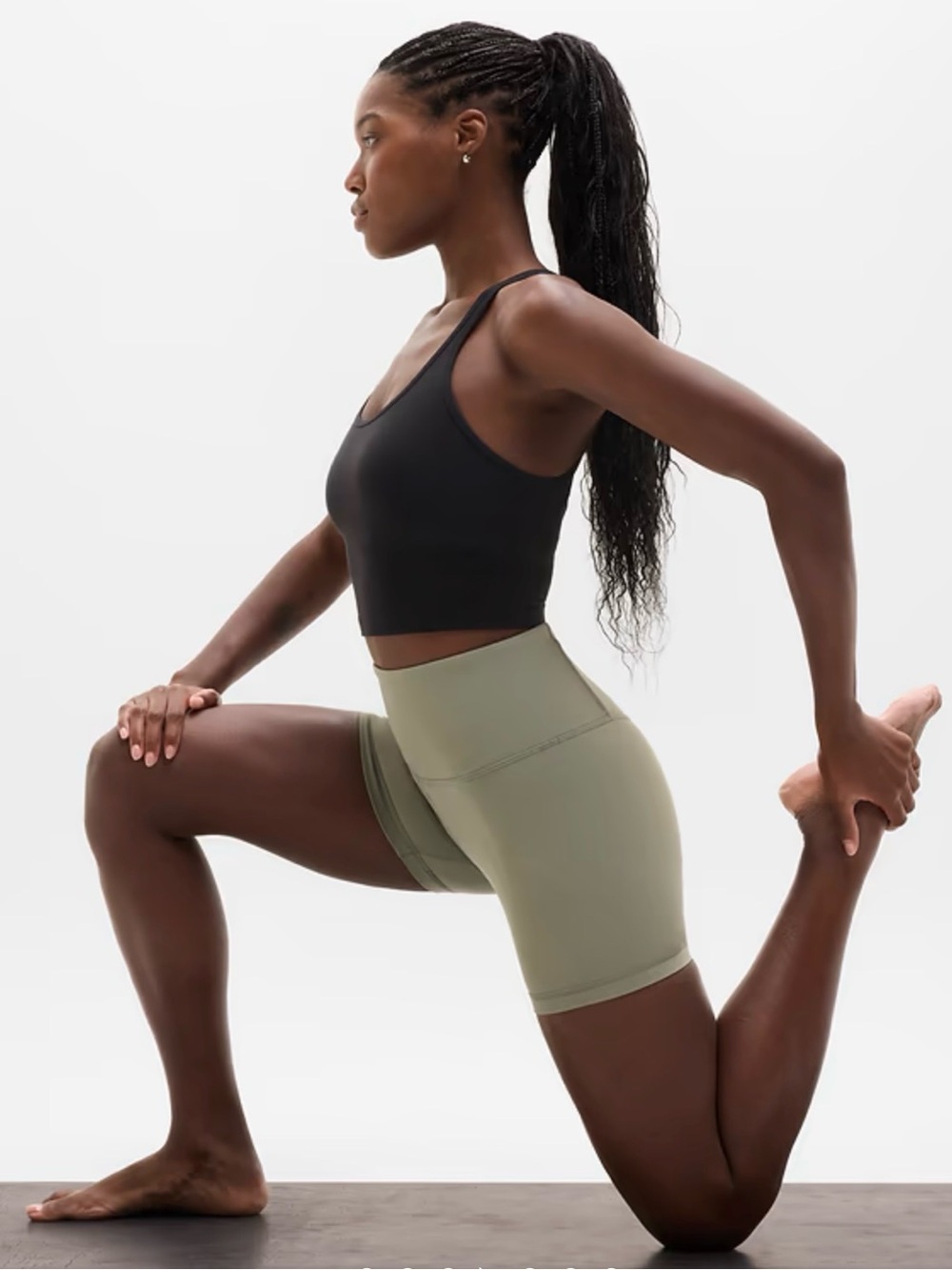 Athleta Olive Green High-Rise Bike Shorts